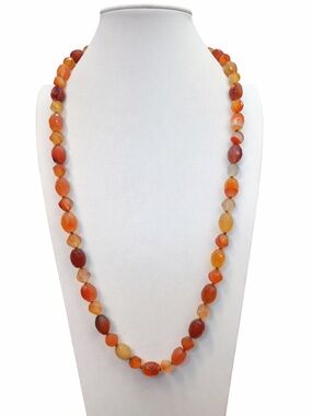 Carnelian faceted hand knotted 24 inch Aprilsplace